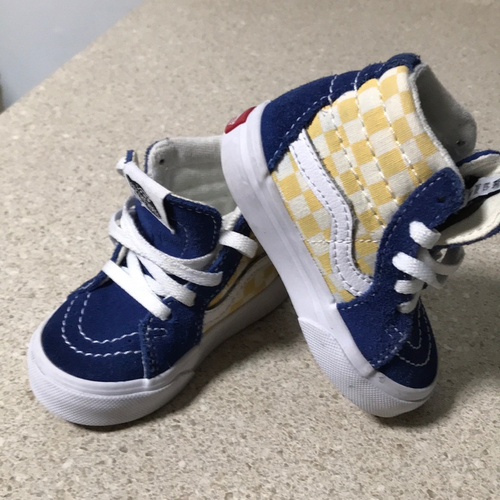 Yellow/White w/Blue Checkered Vans